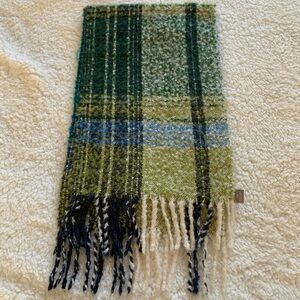 Plaid Green and Blue acrylic Scarf